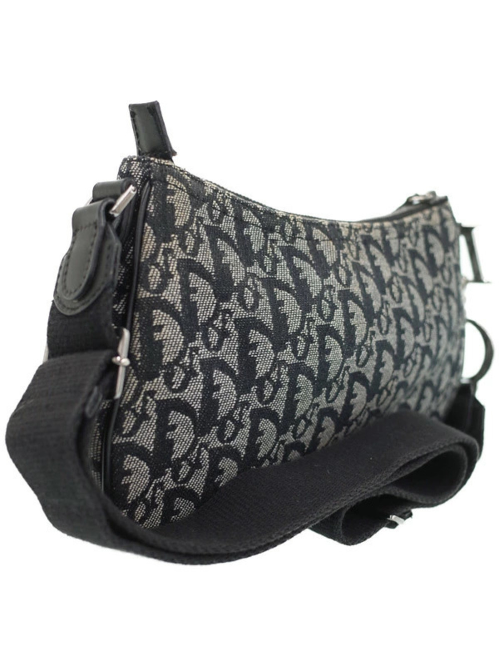 Dior Trotter Shoulder Saddle Christian Bag  Double Black